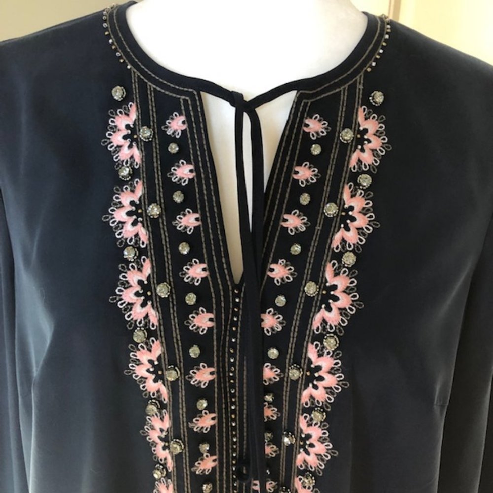 Chico's Embellished Dress Blue Sz 1 (M 8/10)